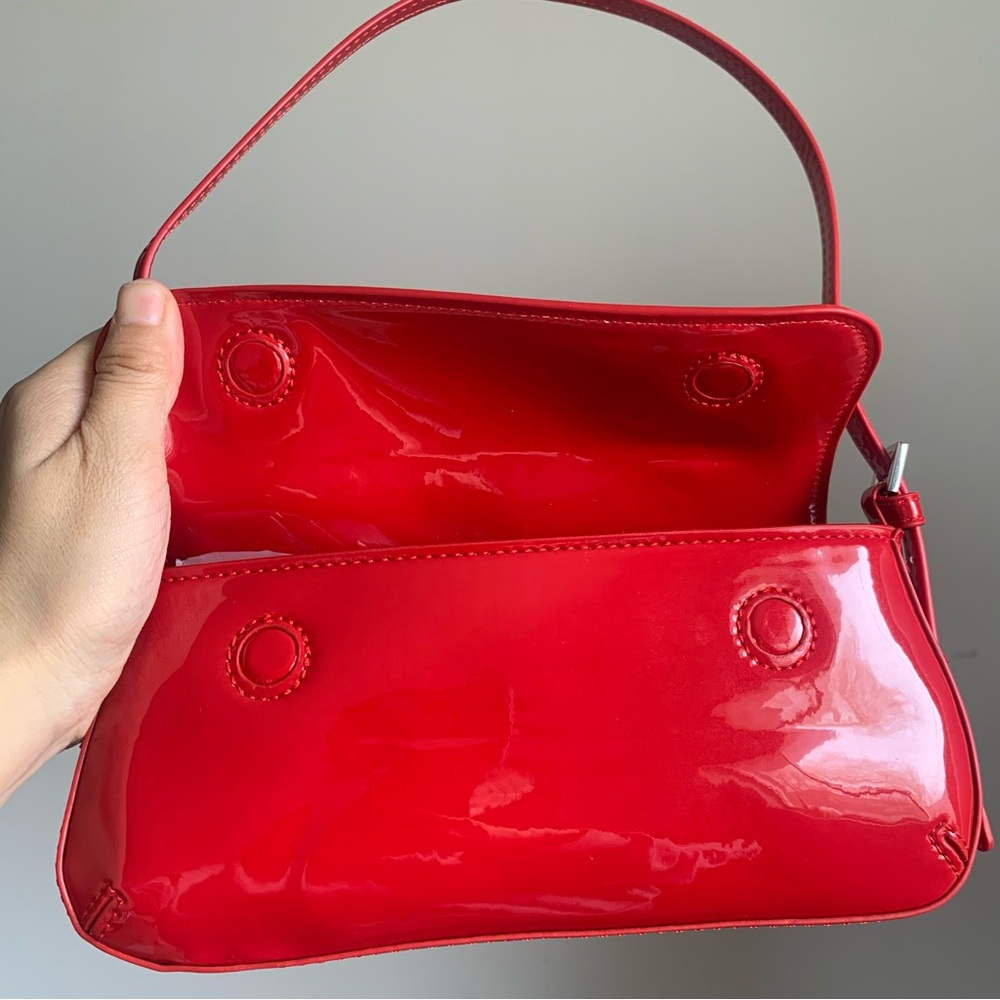 ZARA Red Patent Leather Shoulder Bag Flap Mini - Picture 5 of 6